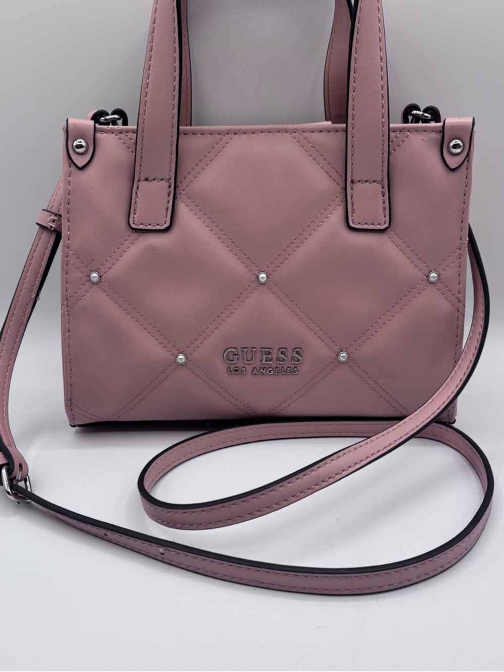 GUESS Quilted Blush Pink Crossbody Satchel